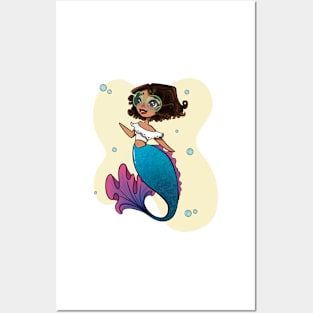 Colombian Mermaid With Green Glasses Posters and Art